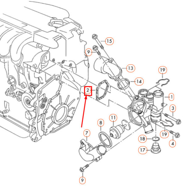 021121119A - NEW AUDI A3 8P ENGINE COOLANT THERMOSTAT HOUSING GASKET 021121119A ORIGINAL