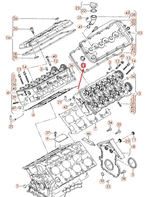 022103484D - NEW AUDI A8 D3 CYLINDER HEAD COVER GASKET 022103484D ORIGINAL