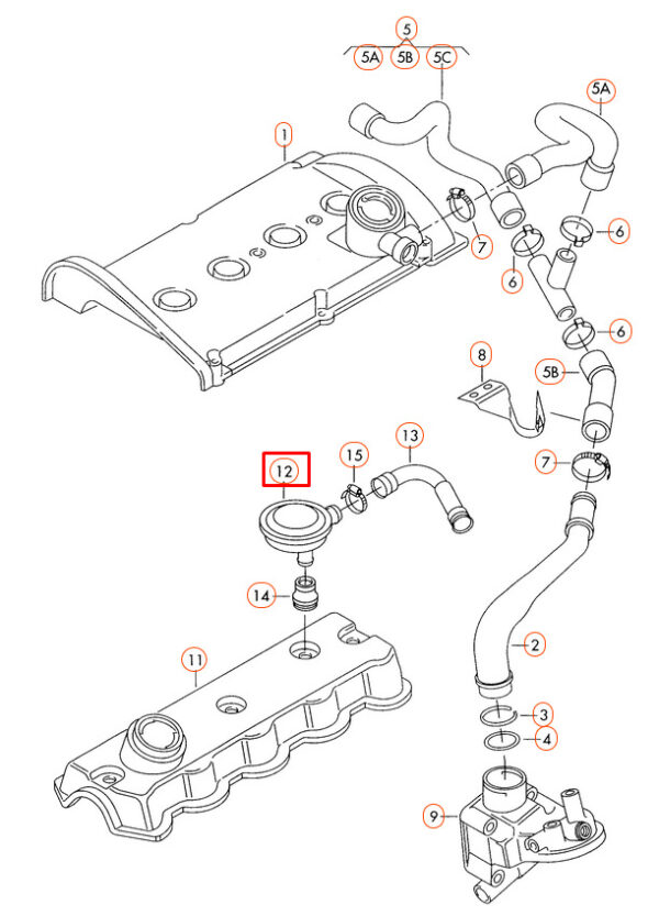 028129101E - NEW OEM AUDI A3 8L ENGINE CRANKCASE VENT VALVE 028129101E GENUINE