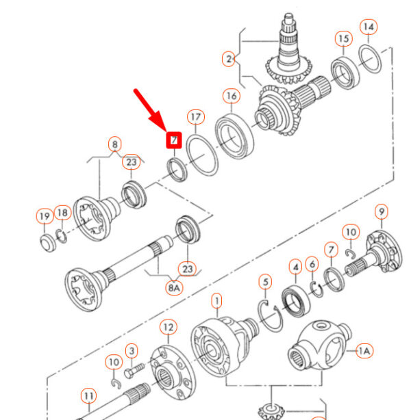 02D409399 - NEW AUDI A4 B7 FLANGED SHAFT OIL SEAL 02D409399 ORIGINAL