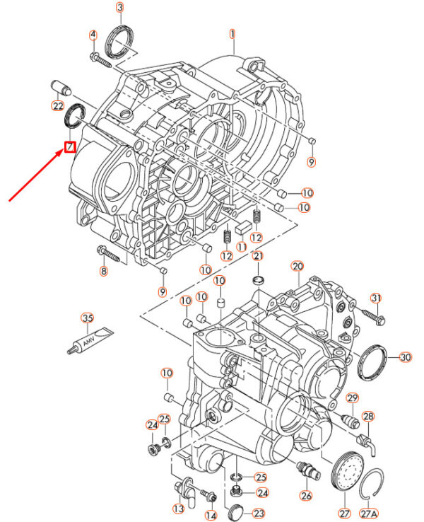 02M311113A - NEW AUDI A1 8X TRANSMISSION INPUT SHAFT SEAL 02M311113A