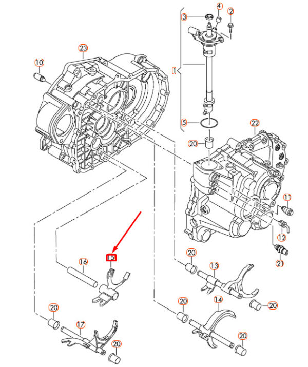02M311570E - NEW AUDI A3 8P REVERSE GEAR SELECTOR FORK 02M311570E ORIGINAL