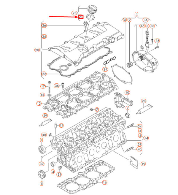 036115111B - Audi A1 8X Oil Lid Gasket 036115111B NEW REAL