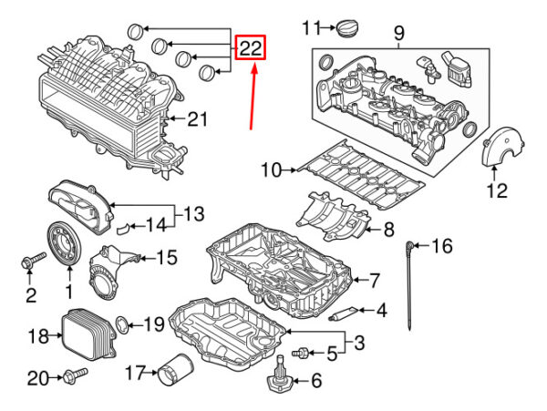036129717E - NEW AUDI A3 SPORTBACK 8V ENGINE INTAKE MANIFOLD SEAL 036129717E ORIGINAL