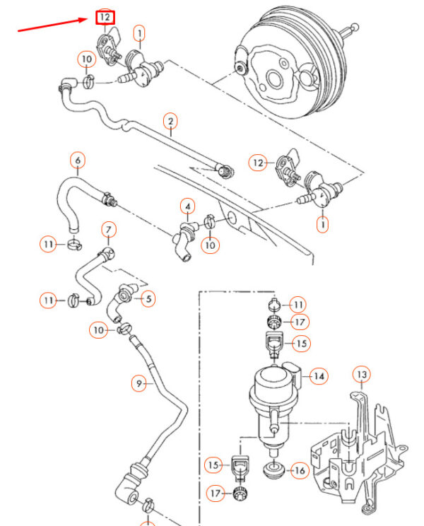 036906051C - NEW AUDI A4 B7 BRAKE BOOSTER PRESSURE SENSOR 036906051C ORIGINAL