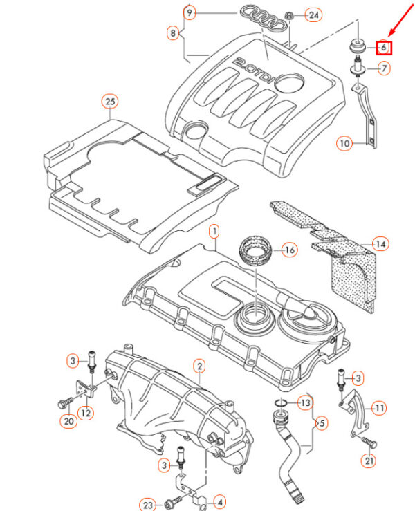 038103638P - AUDI A3 8P Engine Cover Grommet 038103638P NEW GENUINE