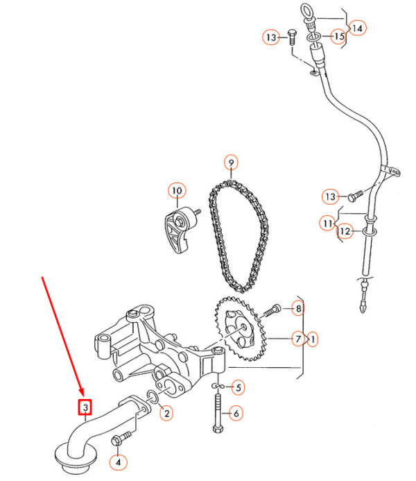 038115251A - Volkswagen Transporter T5 Suction Line 038115251A New Genuine