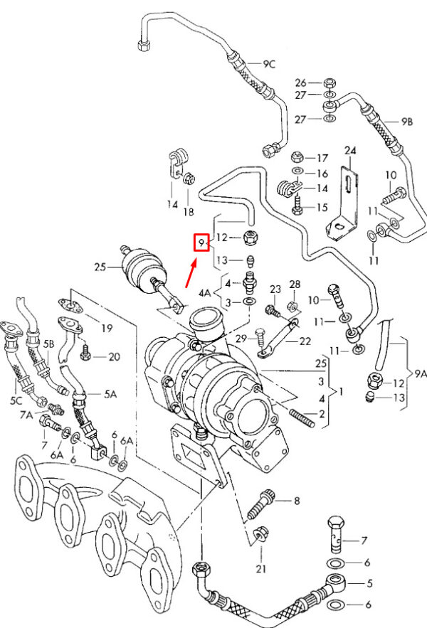 038145771L - NEW AUDI A4 B6 OIL FEED PIPE 038145771L OEM