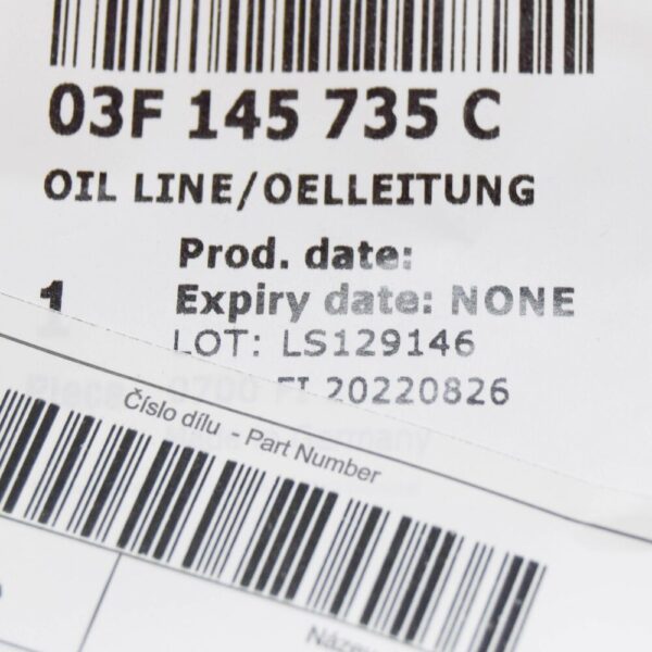 03F145735C - Audi A1 8X Turbo Oil Return Line 03F145735C NEW