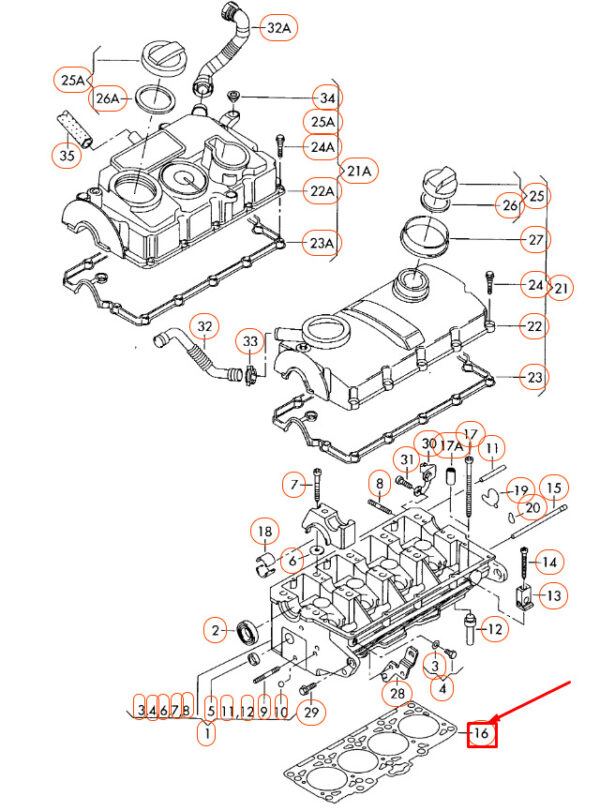 03G103383L - NEW AUDI A3 8P CYLINDER HEAD GASKET 165MM 03G103383L