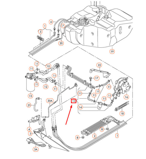 03G130308N - NEW AUDI A3 8P FUEL FEED/RETURN PIPE 03G130308N ORIGINAL