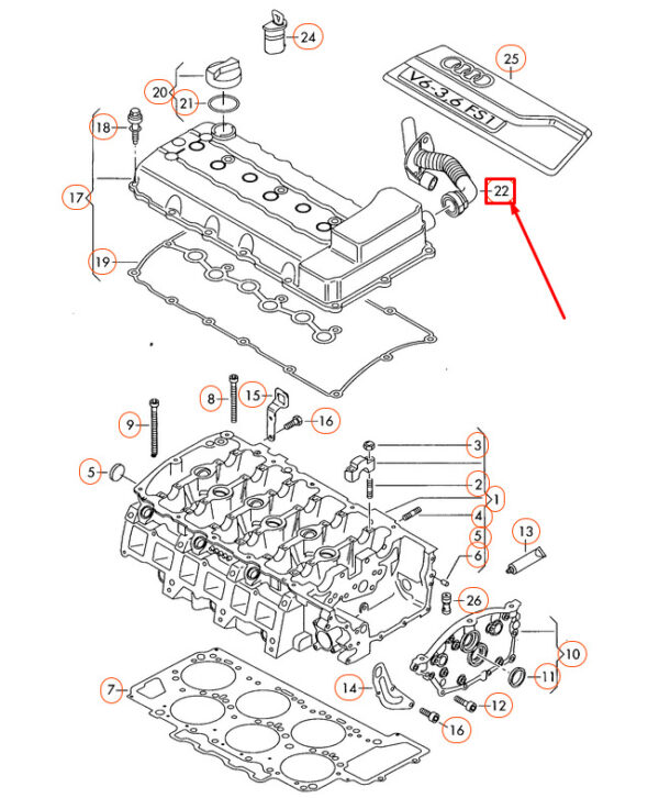 03H103202A - NEW AUDI Q7 4L CRANKCASE BREATHER HOSE 03H103202A 07-09 ORIGINAL