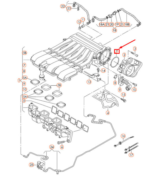 03H133237L - NEW AUDI Q7 4L THROTTLE ADAPTER GASKET 03H133237L ORIGINAL