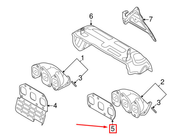 03H253050B - AUDI Q7 4L Exhaust Manifold Gasket For Cylinders 4-6 03H253050B NEW GENUINE