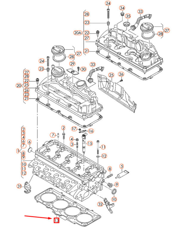 03L103383AR - NEW AUDI A3 8P CYLINDER HEAD GASKET 03L103383AR ORIGINAL