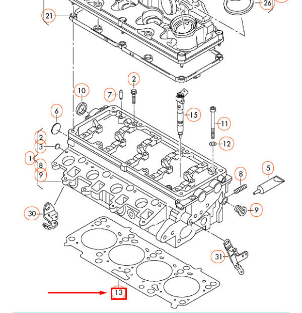 03L103383BN - NEW AUDI A1 8X CYLINDER HEAD GASKET 163MM 03L103383BN