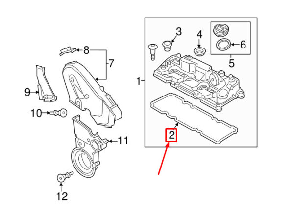 03L103483S - NEW AUDI Q3 8U ENGINE VALVE COVER GASKET 03L103483S ORIGINAL