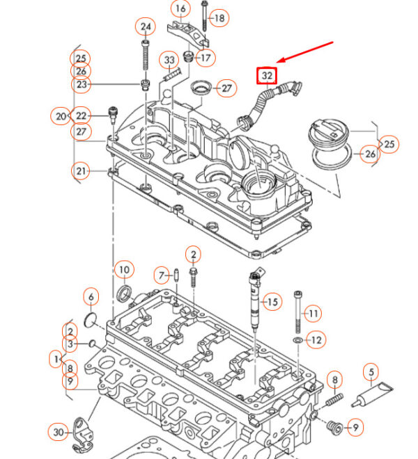 03L103493AE - NEW AIR VENTILATION LINE 03L103493AE 8U AUDI Q3 ORIGINAL