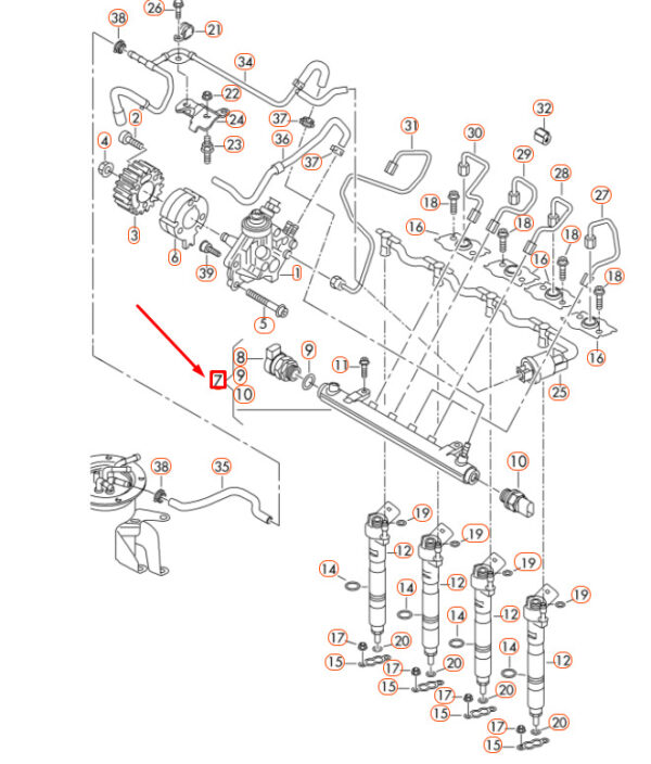 03L130089 - NEW VOLKSWAGEN BEETLE A5 FUEL RAIL 03L130089 10-12 ORIGINAL