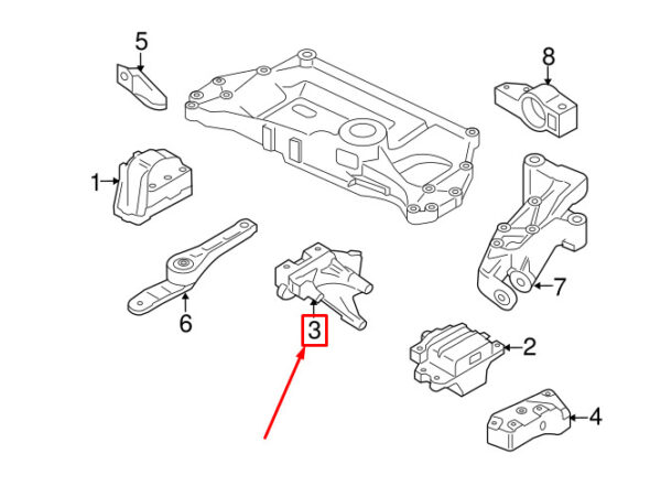 03L199207 - NEW AUDI A3 SPORTBACK 8P RIGHT ENGINE SUPPORT BRACKET 03L199207 ORIGINAL