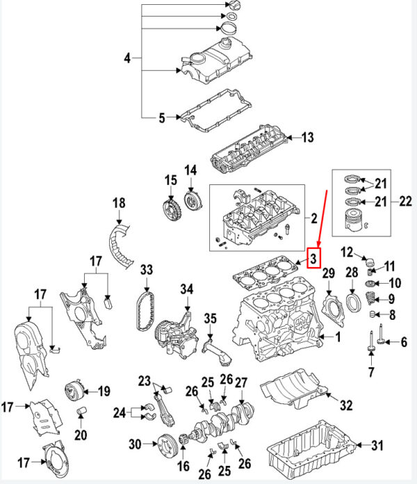 04L103383BK - NEW AUDI Q3 8U ENGINE CYLINDER HEAD GASKET 04L103383BK ORIGINAL