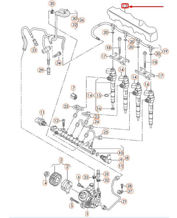04L130380F - AUDI A1 8X FUEL RAIL GUARD STRIP 04L130380F NEW GENUINE