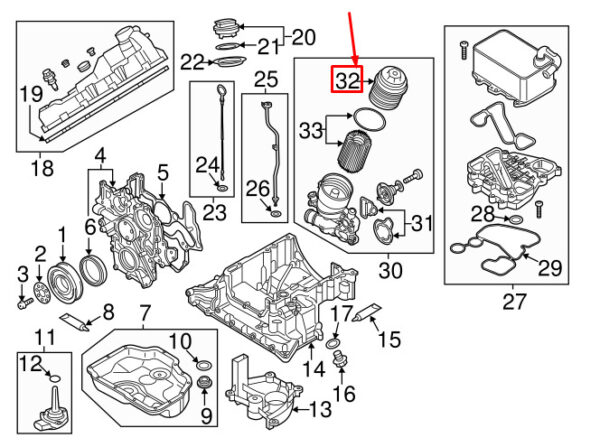 057115433A - NEW AUDI A4 AVANT B8 OIL FILTER HOUSING CAP 057115433A ORIGINAL