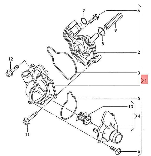 057121011J - NEW AUDI Q7 4LB COOLANT PUMP 057121011J ORIGINAL