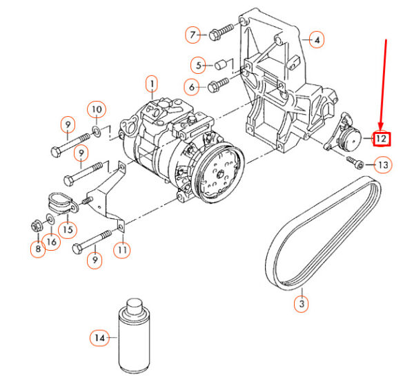 058260511 - New Audi A4 B6 Tensioner Roller Retainer 058260511 Genuine