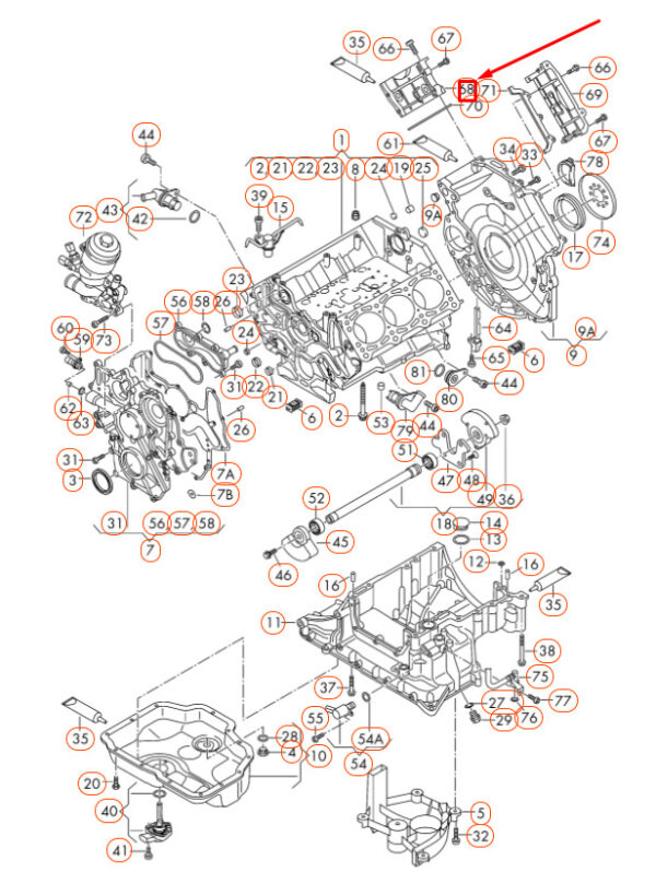 059109130AG - NEW AUDI A4 B8 CYLINDER HEAD TIMING COVER CYLINDER 1-3 059109130AG ORIGINAL