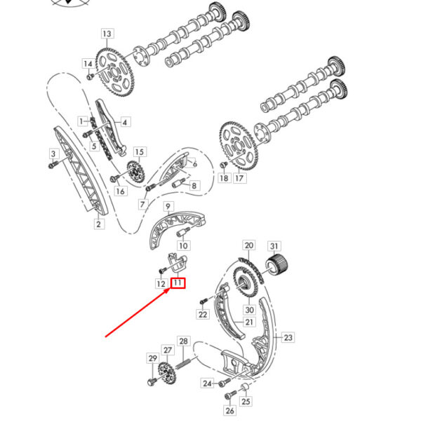 059109467AL - Audi Q5 8r Upper Control Chain Clamp 059107967AL NEW GENUINE