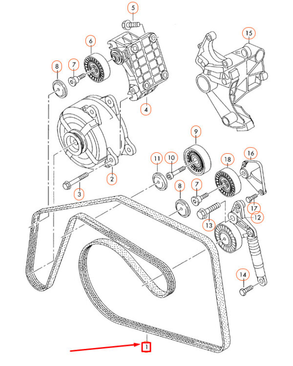 059903137R - NEW AUDI Q7 4L SERPENTINE DRIVE POLY V-BELT 059903137R ORIGINAL