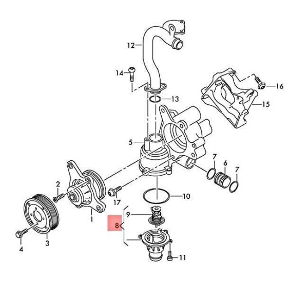 05A121114E - NEW AUDI Q7 4LB COOLANT REGULATOR HOUSING WITH THERMOSTAT 05A121114E ORIGINAL