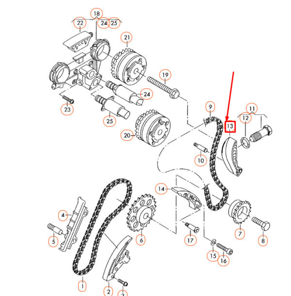 066109509A - NEW AUDI A3 8P CAMSHAFT CONTROL CHAIN TENSIONER RAIL 066109509A