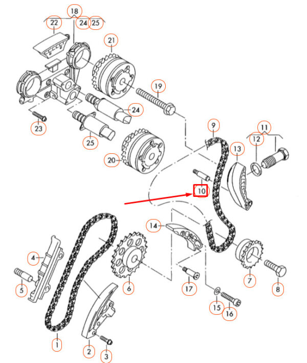 066109511D - Audi A3 8P Control Chain Guide Pen 066109511D NEW ORIGINAL