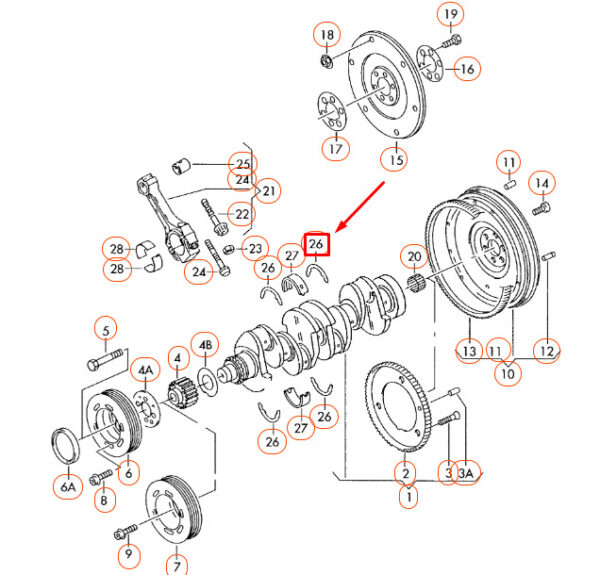 06A105637A - NEW AUDI A1 8X CRANKSHAFT THRUST WASHER 06A105637A