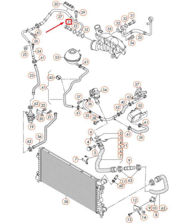 06A145541J - NEW AUDI A1 MK1 COOL SUPPLY LINE AXLE SCREW 06A145541J ORIGINAL
