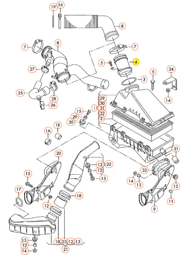 06A906461GX - NEW AUDI VOLKSWAGEN MASS AIR FLOW SENSOR 06A906461GX 07-09 GENUINE