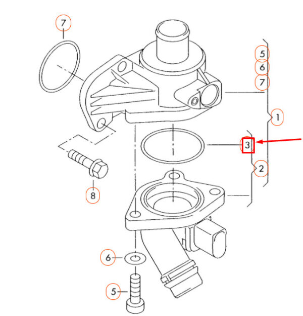 06B121119C - NEW AUDI A3 8P ENGINE COOLANT REGULATOR O-RING 06B121119C ORIGINAL