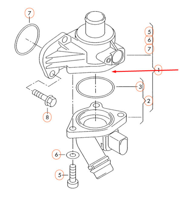 06D121111G - NEW AUDI A4 B7 THERMOSTAT HOUSING 06D121111G