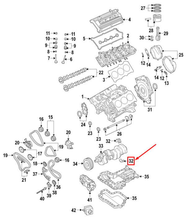 06E105591AC - Audi A6 Avant C7 engine lower crankshaft bearing 06E105591ACSWA NEW ORIGINAL