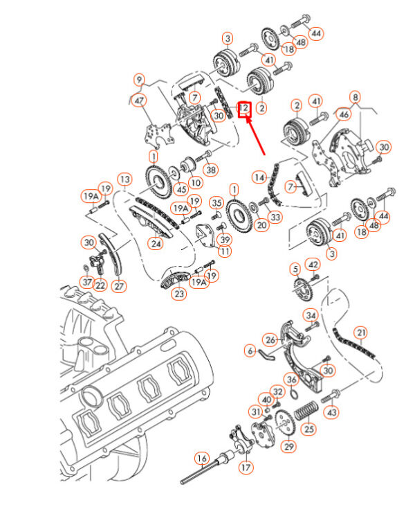 06E109229A - NEW AUDI A4 B7 RIGHT CAMSHAFT TIMING CHAIN 06E109229A ORIGINAL