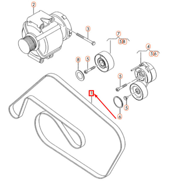 06E903137AC - NEW AUDI A4 B8 AC GENERATOR DRIVE POLY V BELT 06E903137AC ORIGINAL