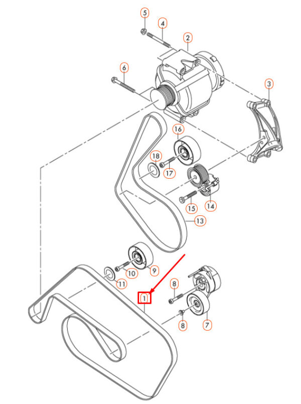 06E903137Q - NEW AUDI A4 B8 A/C COMPRESSOR SERPENTINE BELT 06E903137Q ORIGINAL