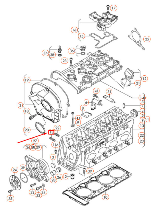 06F103397 - NEW AUDI A4 B8 CYLINDER HEAD BOLT THREAD PIN 06F103397 ORIGINAL