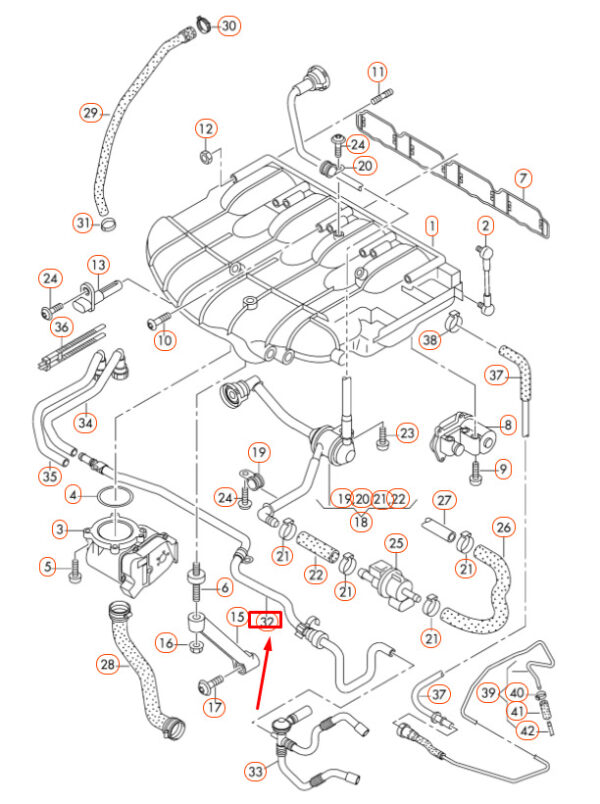 06F133778B - NEW AUDI A3 8P VACUUM HOSE 06F133778B ORIGINAL