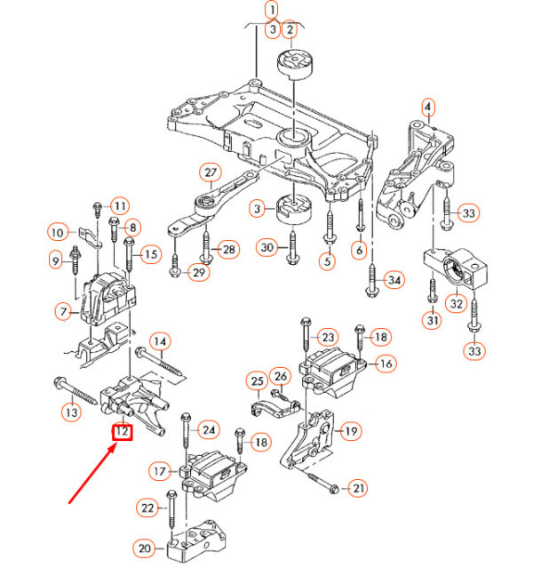 06F199207H - NEW AUDI A3 8P ENGINE RIGHT SUPPORT 06F199207H ORIGINAL
