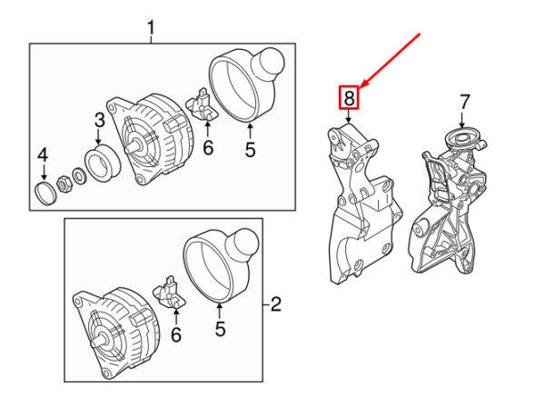 06F903143E - NEW AUDI A3 SPORTBACK 8P ALTERNATOR MOUNT 06F903143E ORIGINAL