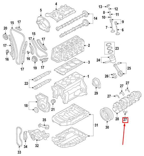06H105591JWEI - NEW AUDI A4 AVANT B8 ENGINE LOWER CRANKSHAFT BEARING 06H105591JWEI ORIGINAL