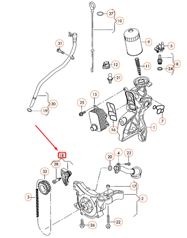 06H109507M - NEW AUDI A3 8P ENGINE TIMING CHAIN TENSIONER 06H109507M